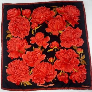 Hermès Peonies Silk Scarf 16” x 16”